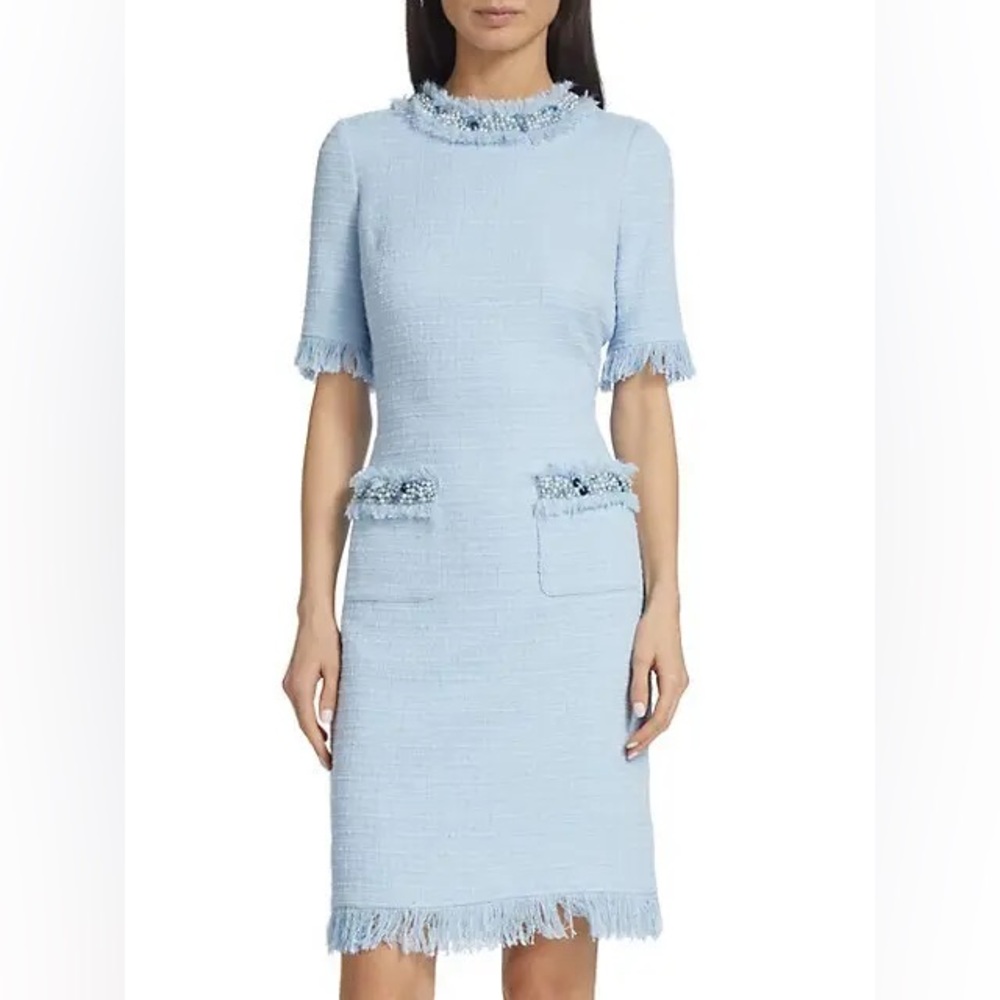 Rickie Freeman for Teri Jon Light Blue Fringe Dress